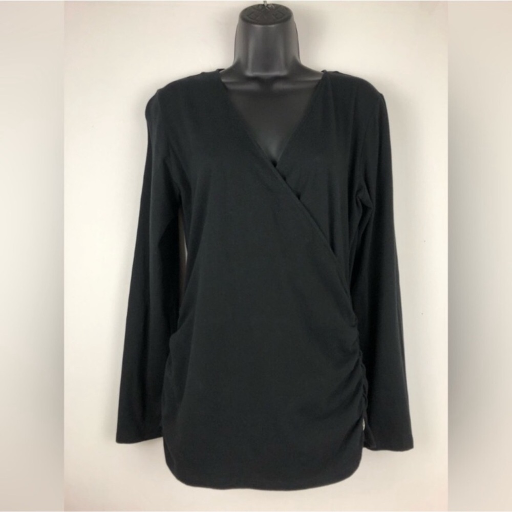 MICHAEL Michael Kors Women’s Sz M Surplice Long-sleeve Shirt Silver-tone Zipper